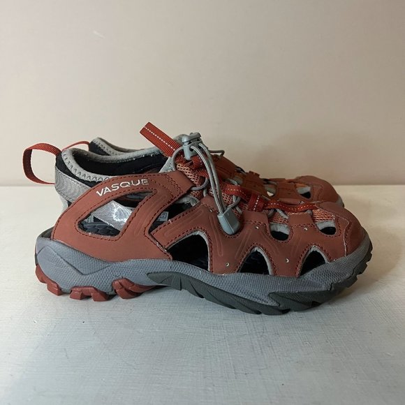 Vasque Flux Sport Sandals Burnt Orange Leather Bungee Lace Up - Picture 2 of 10
